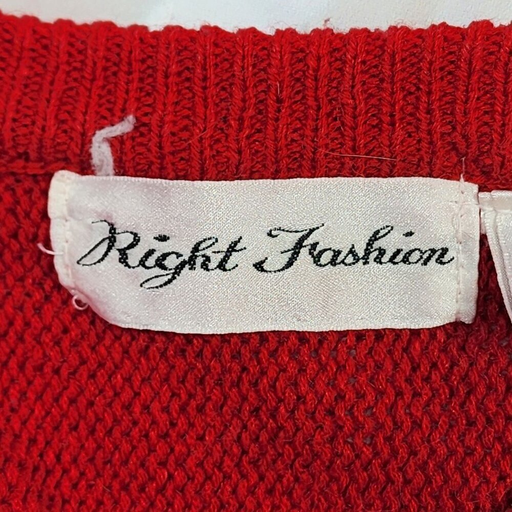 Night Fashion Vintage Red 80s Cocktail Sweater, Women's Large - Picture 10 of 13